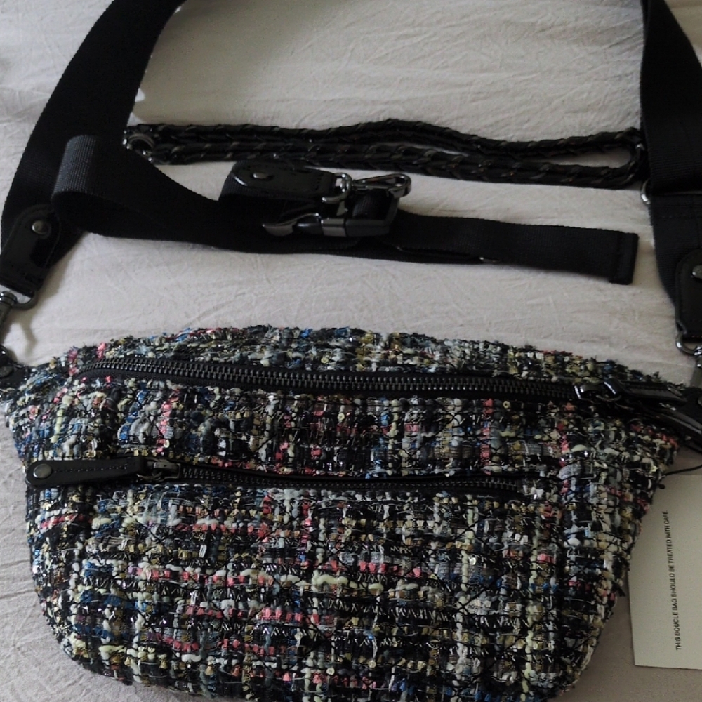 MZ Wallace Multicolor Tweed Belt Bag with Black Strap. Brand new Still In Bag